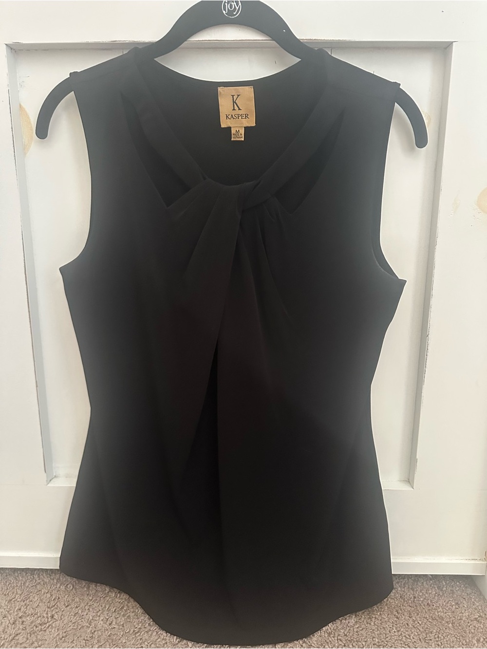 Kasper Black Sleeveless Knot-Front Camisole